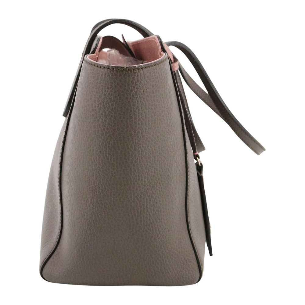 GUCCI Swing Leather Tote Bag Taupe LHQ2515