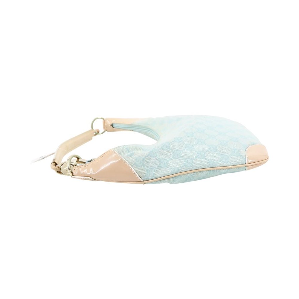 GUCCI GG Light Blue Canvas Hobo Shoulder Bag LHQ2423