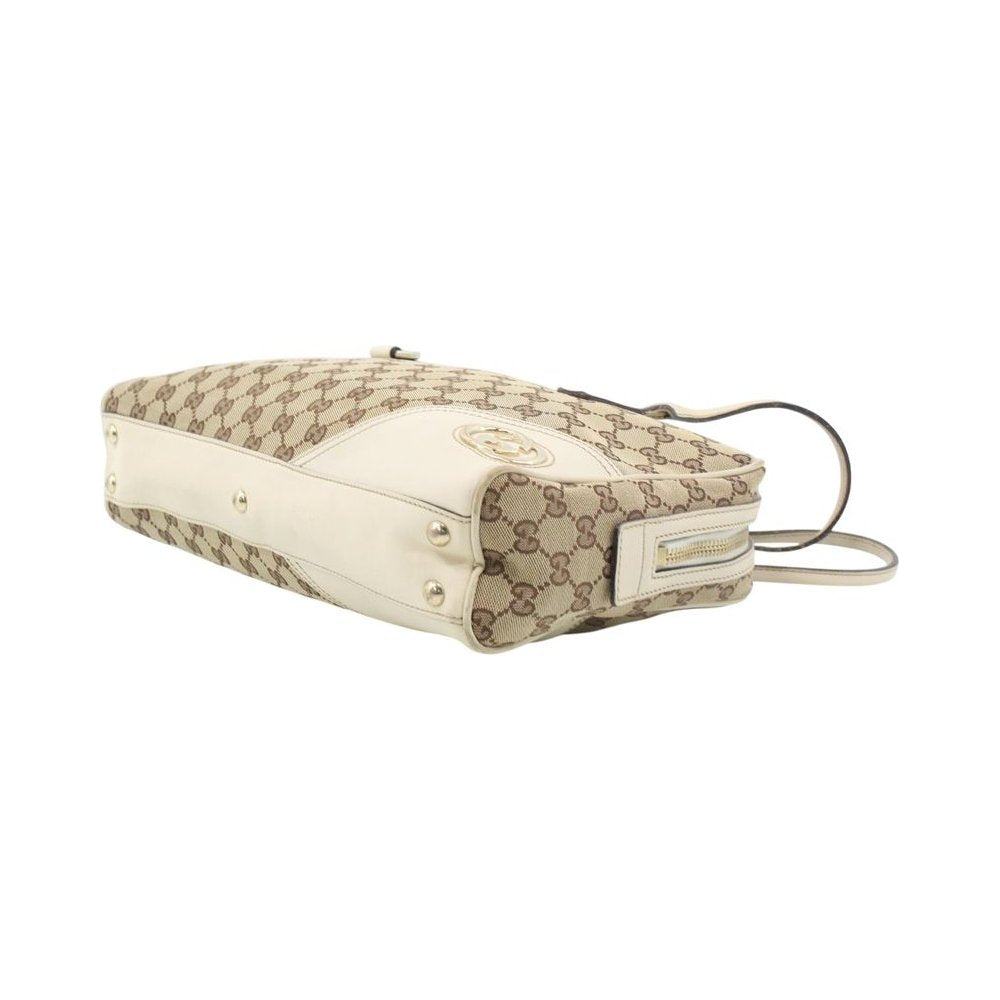 GUCCI GG New Britt Brown Canvas Boston Shoulder Bag LHQ2427
