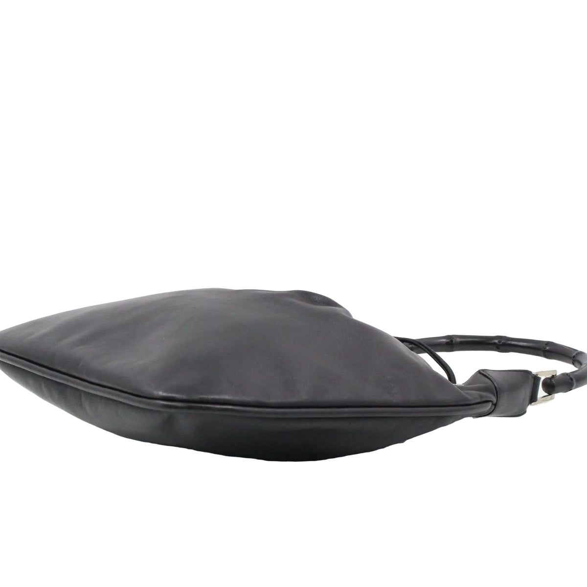 GUCCI Black Leather Bamboo Drawstring Shoulder Bag LHQ2386