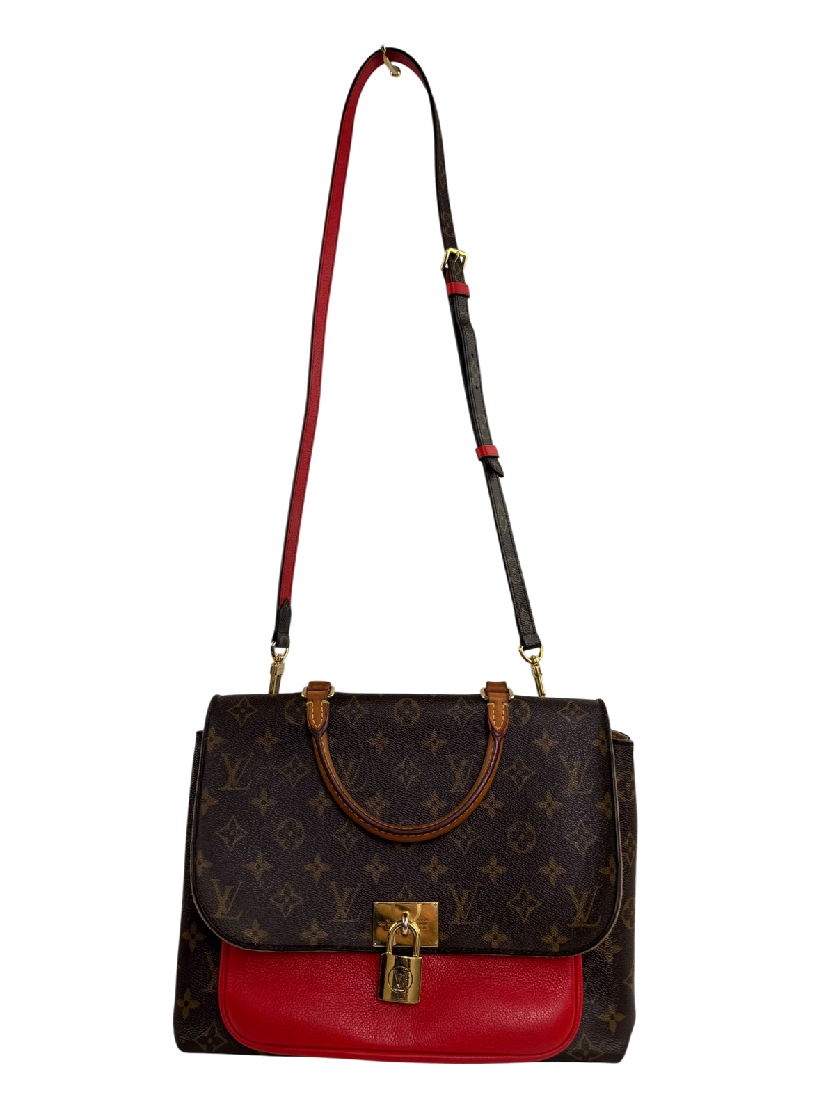 LOUIS VUITTON Marignan Red Leather Shoulder Bag LHQ2413