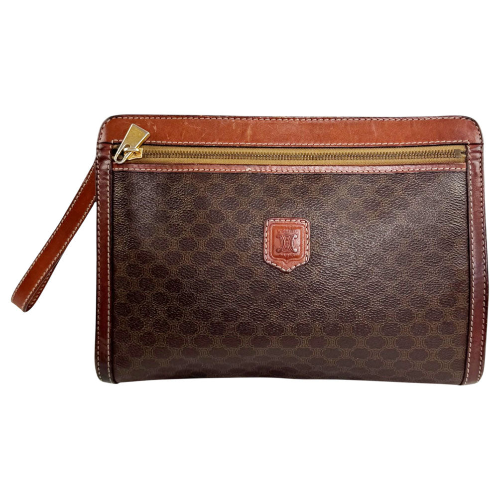 Celine Macadam Clutch Bag Brown PVC Leather LHQ2305