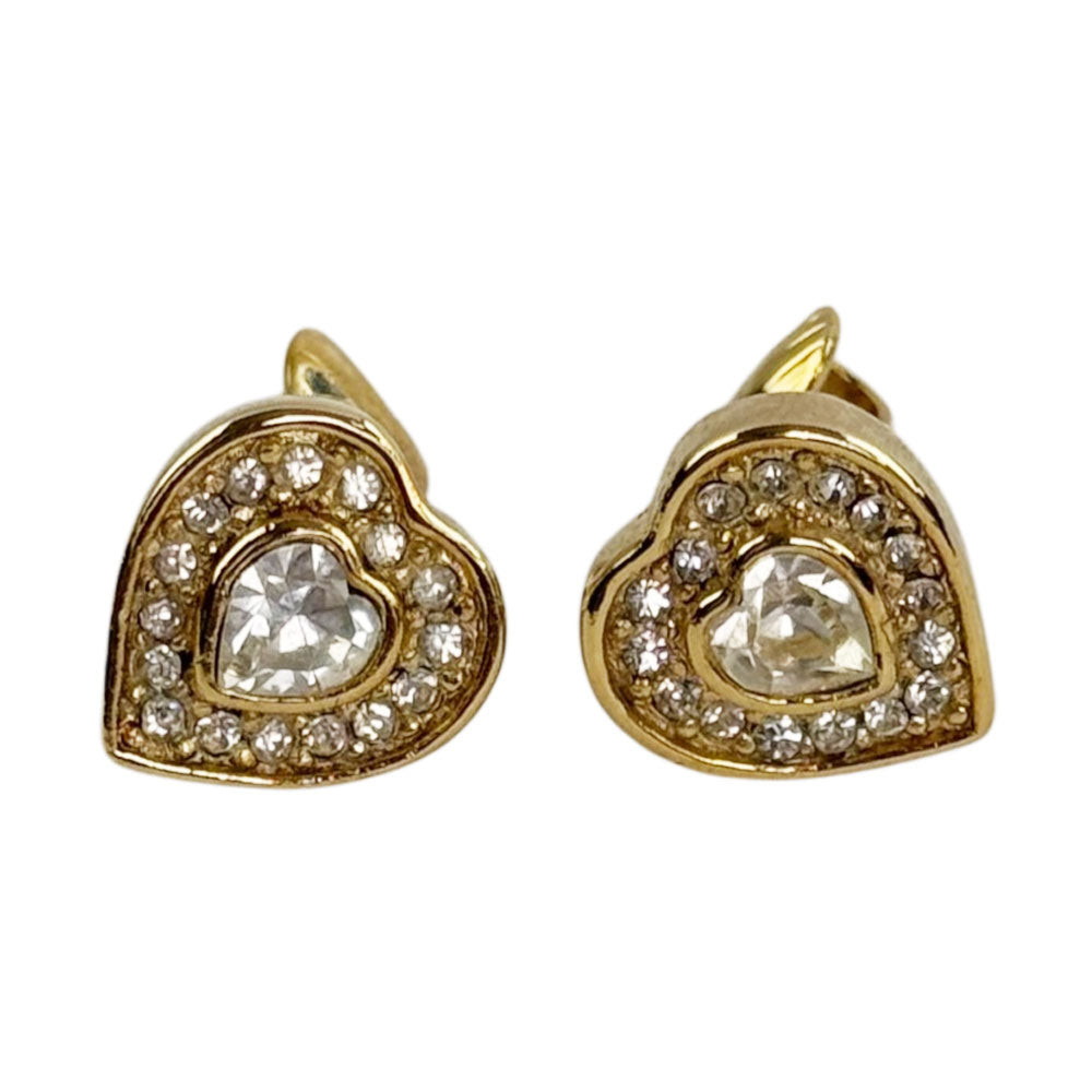 CHRISTIAN DIOR Gold-Plated Rhinestone Clip-On Earrings LHQ2306