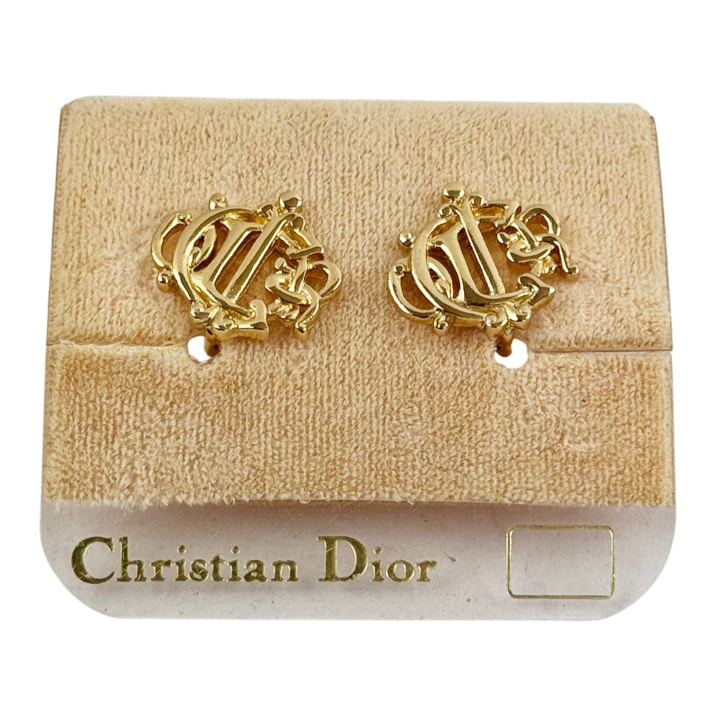 CHRISTIAN DIOR Gold-Plated CD Earrings LHQ2315