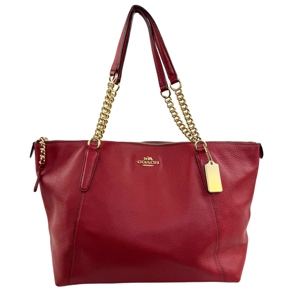 COACH Red Leather Tote Shoulder Bag LHQ2377