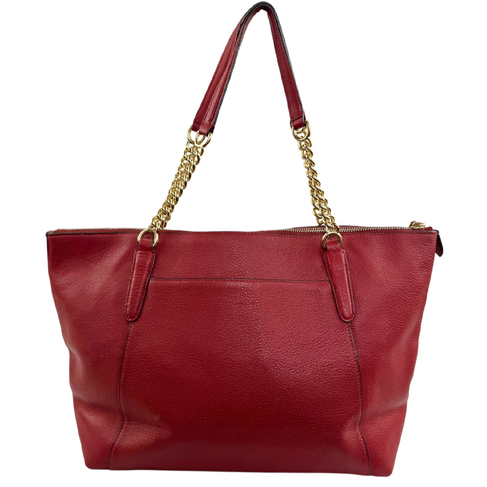 COACH Red Leather Tote Shoulder Bag LHQ2377