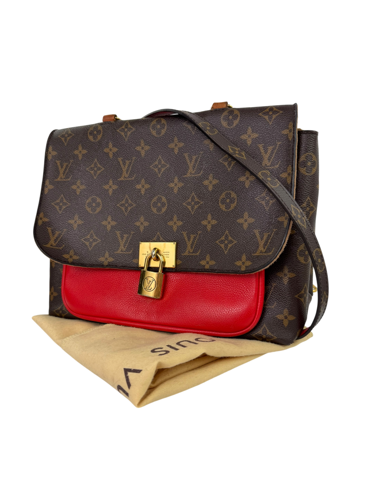 LOUIS VUITTON Marignan Red Leather Shoulder Bag LHQ2413