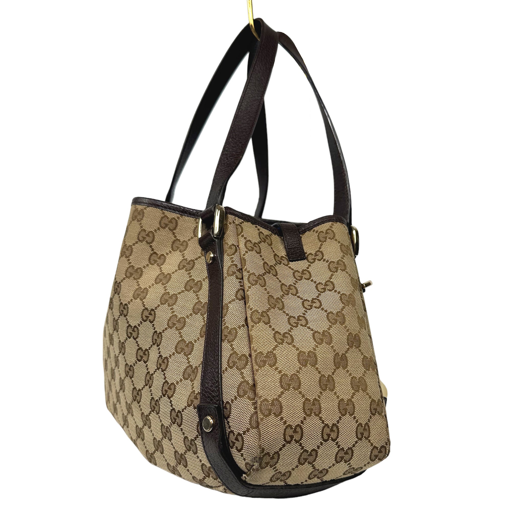 GUCCI Brown Abbey Umhängetasche GG Canvas und braunes Leder LHQ02