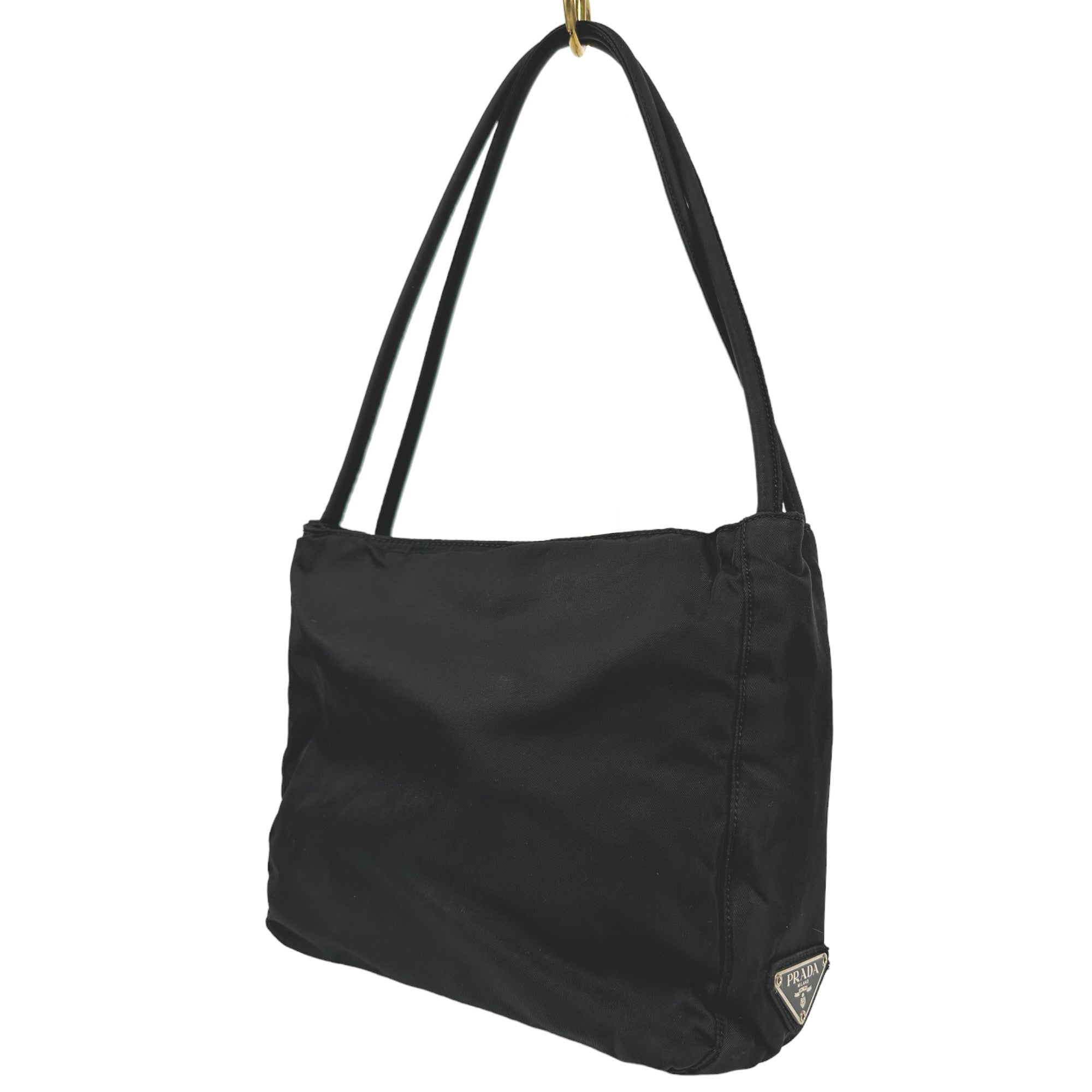 PRADA Schwarz Nylon Tote Umhängetasche LHQ05