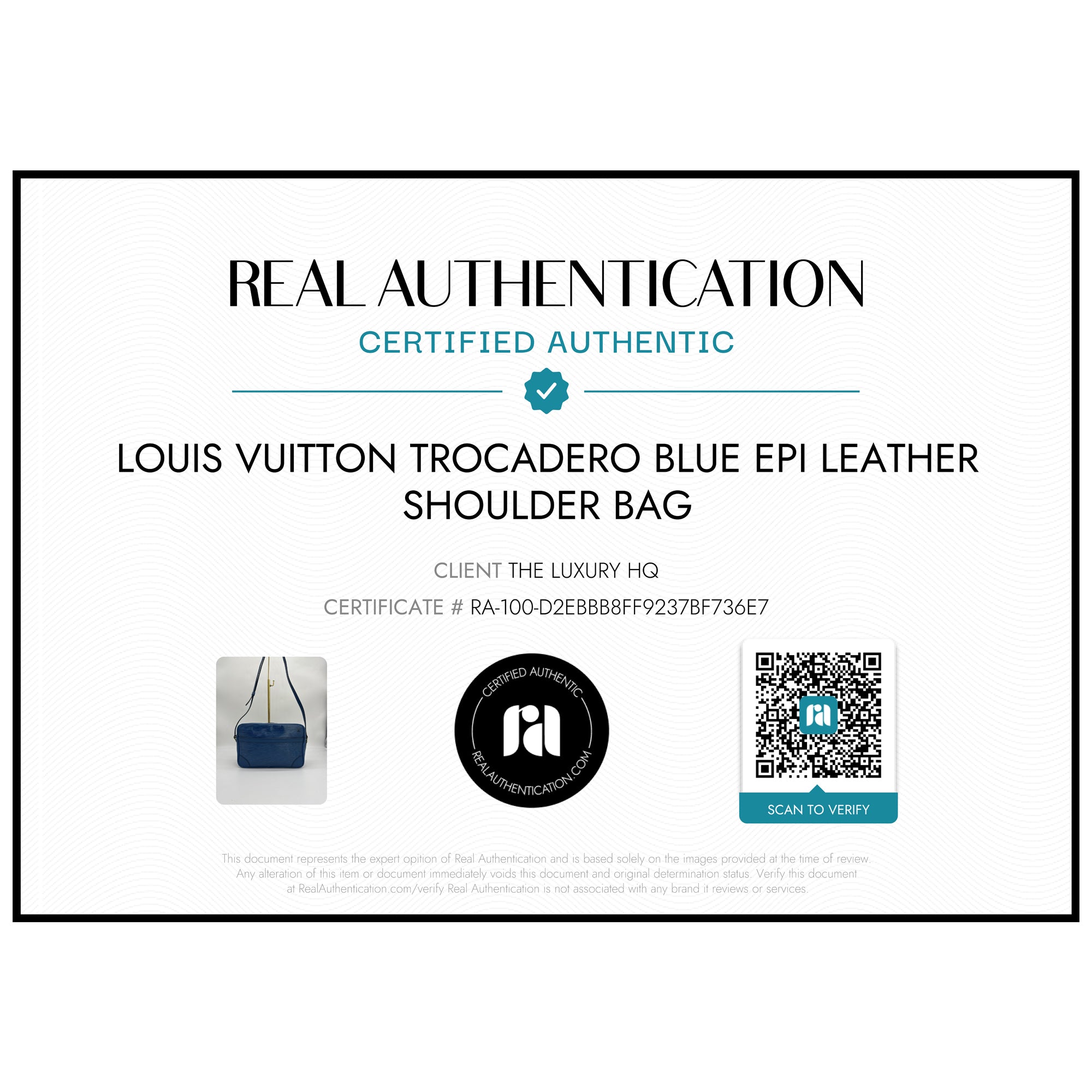 LOUIS VUITTON Trocadero 27 Borsa a tracolla in pelle blu Epi LHQ06