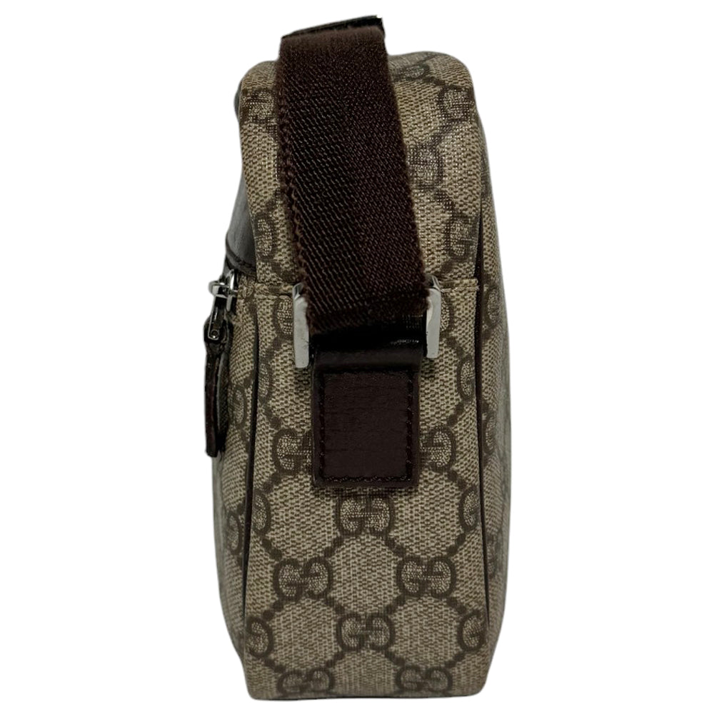 Bolso crossbody GUCCI GG Supreme de lona de PVC marrón y piel marrón LHQ08