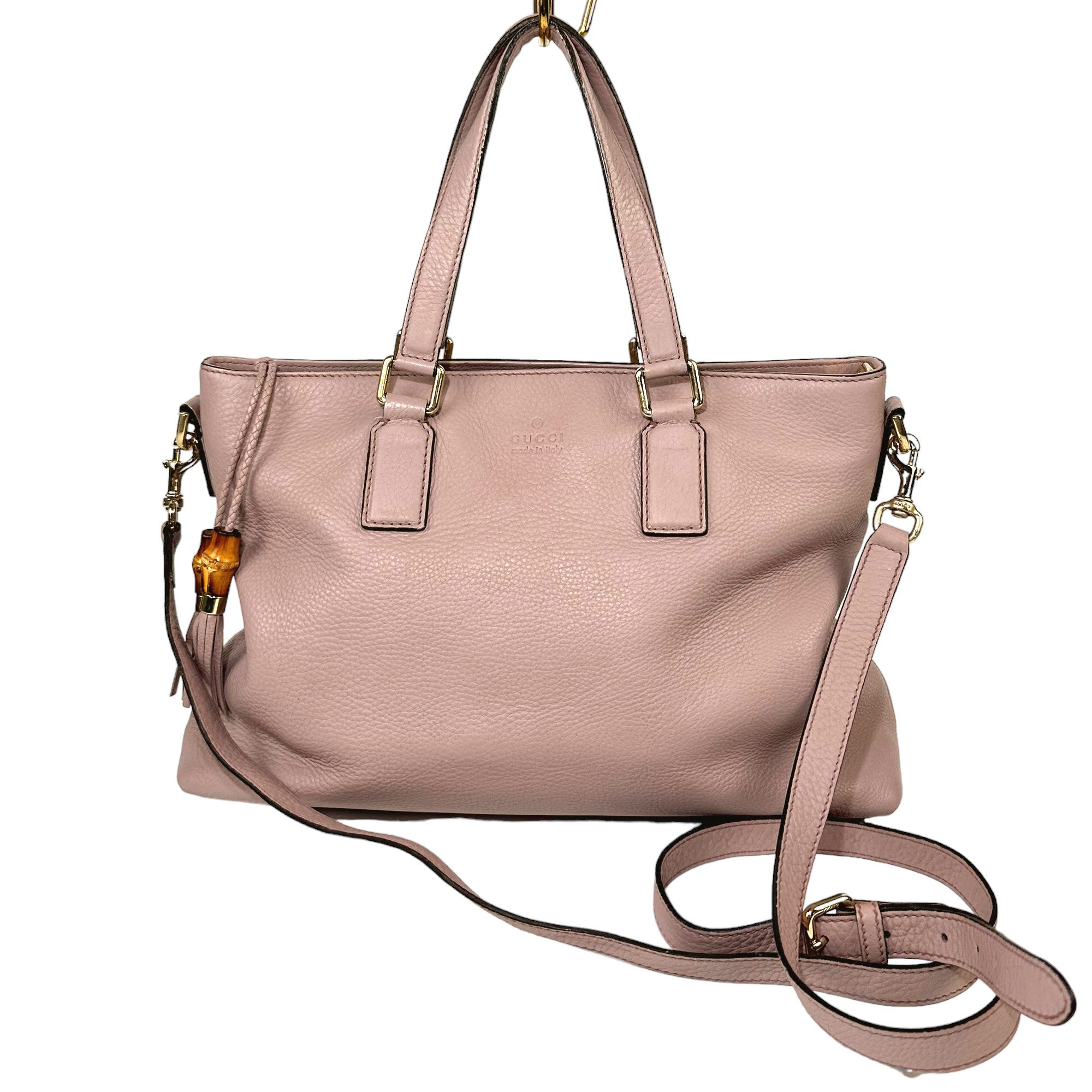 Bolso de mano convertible GUCCI con borla de bambú rosa empolvado LHQ10