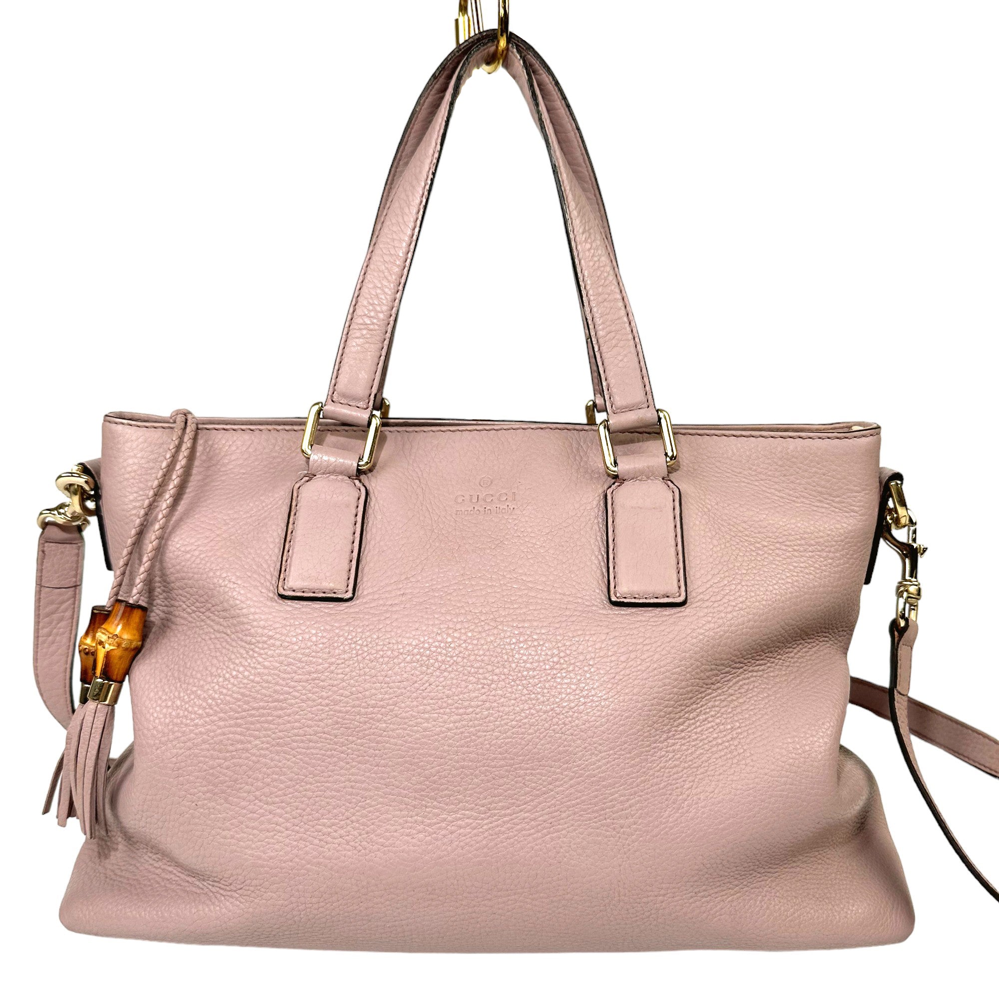 Bolso de mano convertible GUCCI con borla de bambú rosa empolvado LHQ10