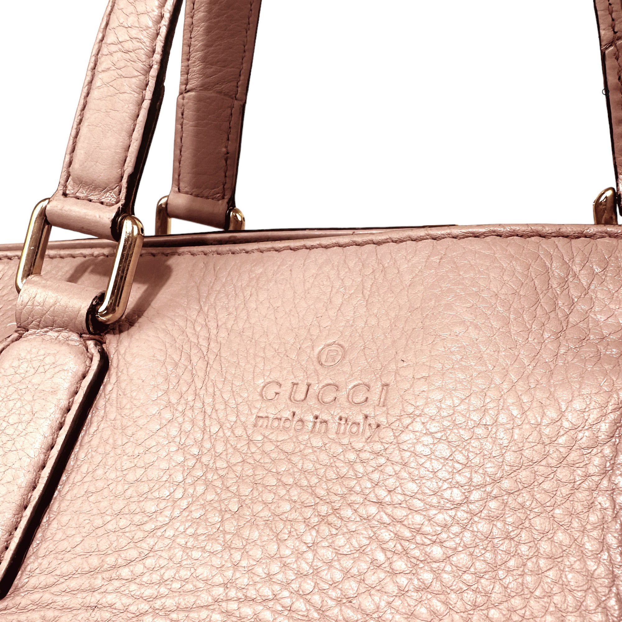 GUCCI Borsa convertibile con nappe in bambù, grande, rosa polvere LHQ10