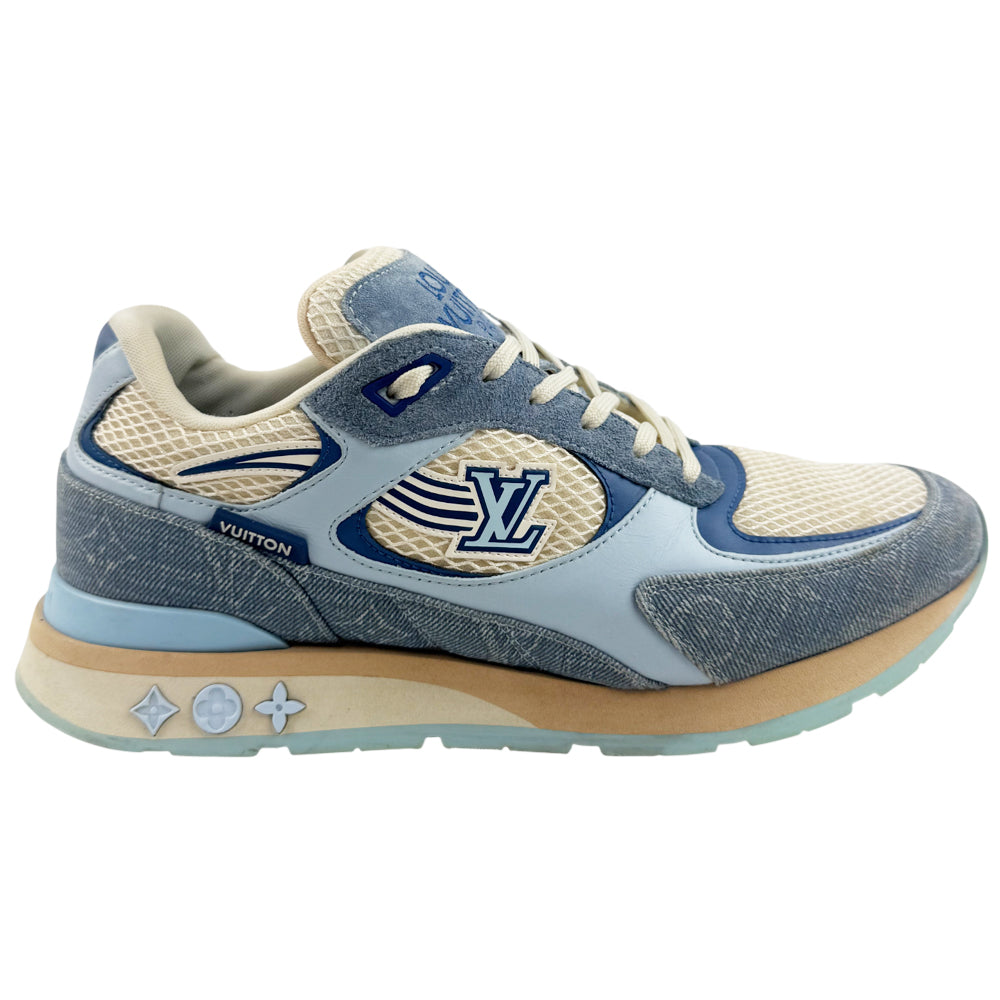 LOUIS VUITTON Run away Trainers Denim Blue Cream Size 7.5uk LHQ1000