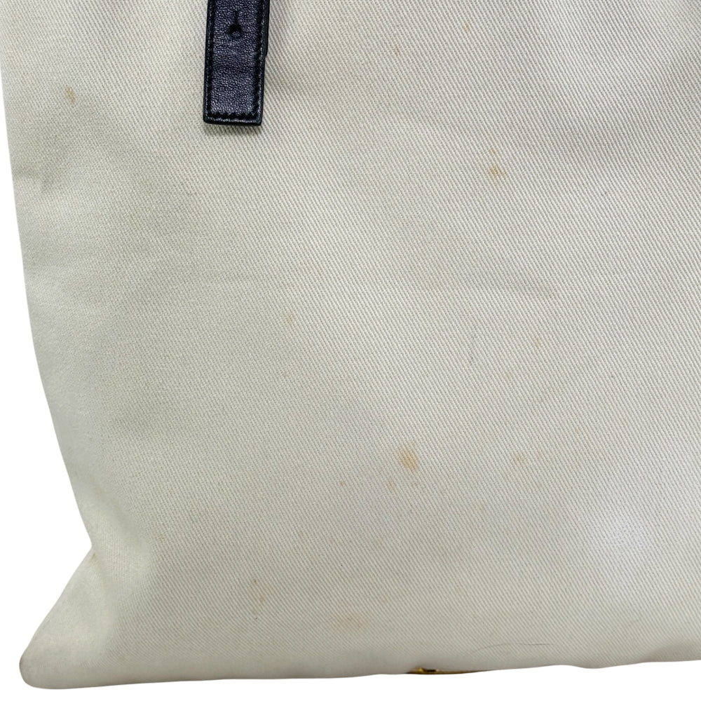 YVES SAINT LAURENT YSL Cream Kahala Canvas Shoulder Bag LHQ1001