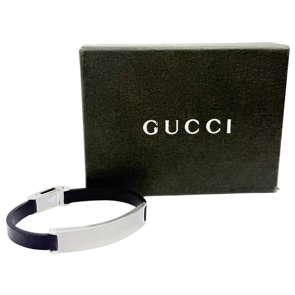GUCCI Silver Bracelet Rubber Strap 925 LHQ1003