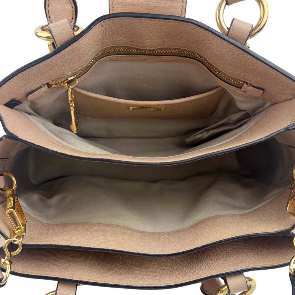MIU MIU Madras Leather 2 Way Shoulder Handbag Salmon Pink LHQ1006