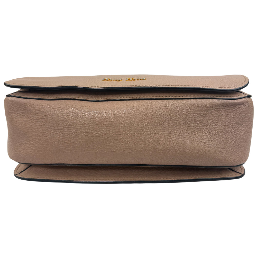 MIU MIU Madras Leather 2 Way Shoulder Handbag Salmon Pink LHQ1006