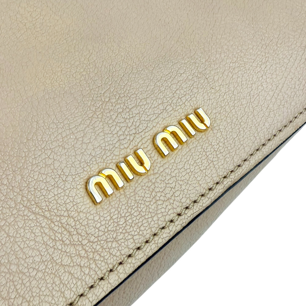MIU MIU Madras Leather 2 Way Shoulder Handbag Salmon Pink LHQ1006