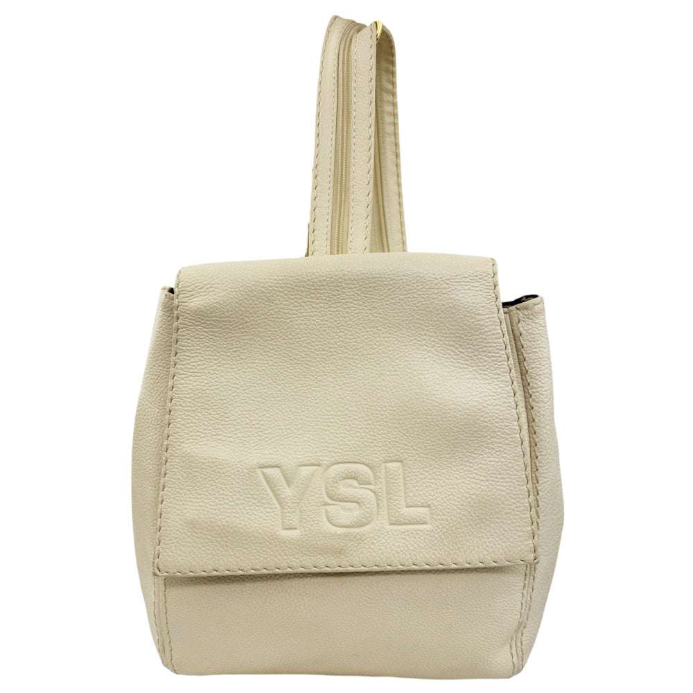 YVES SAINT LAURENT YSL Cream Leather 2 Way Shoulder/Backpack LHQ1008