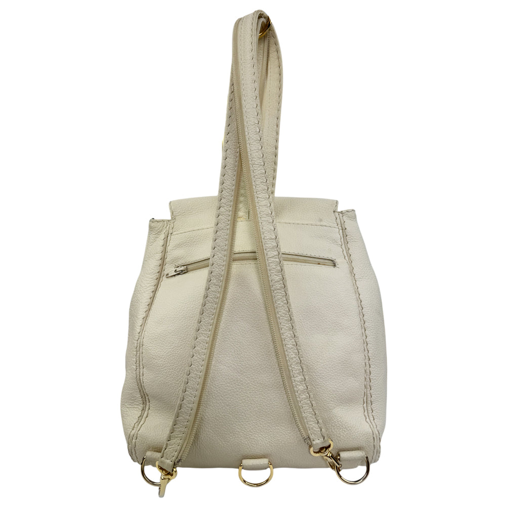 YVES SAINT LAURENT YSL Cream Leather 2 Way Shoulder/Backpack LHQ1008