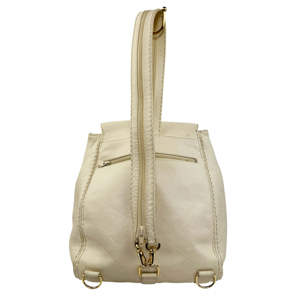 YVES SAINT LAURENT YSL Cream Leather 2 Way Shoulder/Backpack LHQ1008