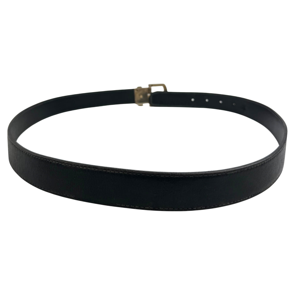 CHRISTIAN DIOR Black Leather Gold Buckle Belt Size 36" LHQ1011