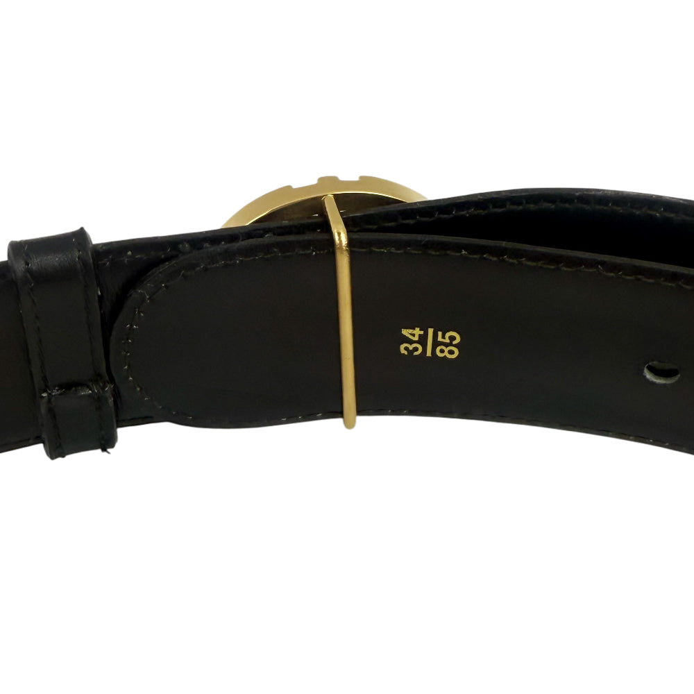 DUNHILL Black Leather Gold Buckle Belt Size 34" LHQ1013