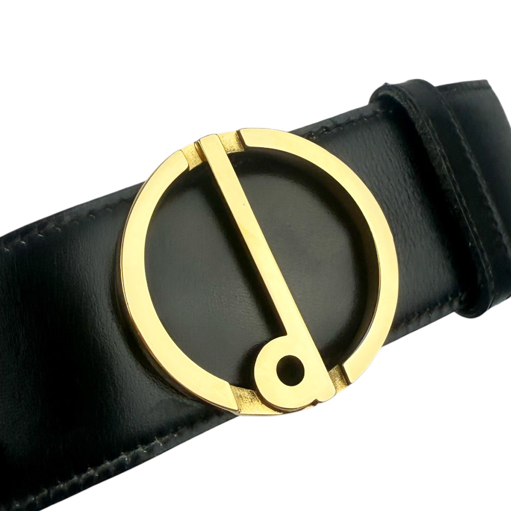 DUNHILL Black Leather Gold Buckle Belt Size 34" LHQ1013