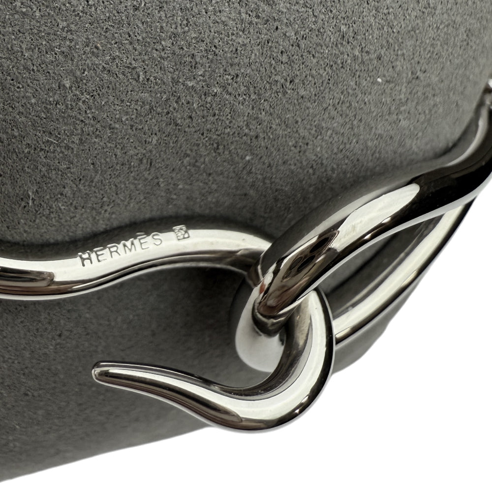 HERMES Hook Silver & Leather Bracelet LHQ1018