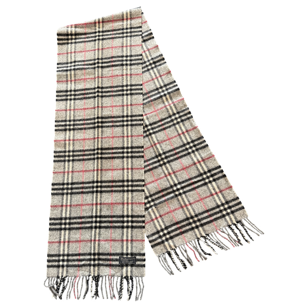 BURBERRY Grey Check Lambswool Scarf LHQ1025