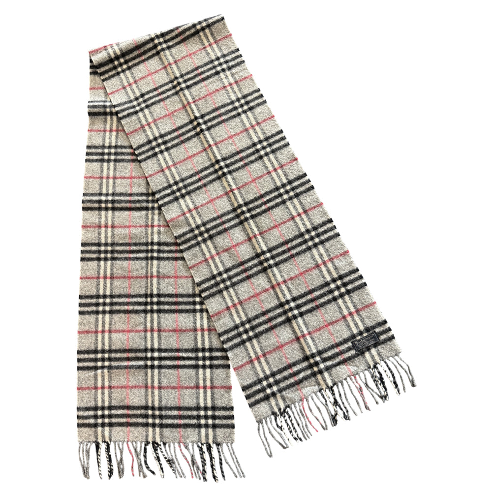 BURBERRY Grey Check Lambswool Scarf LHQ1025