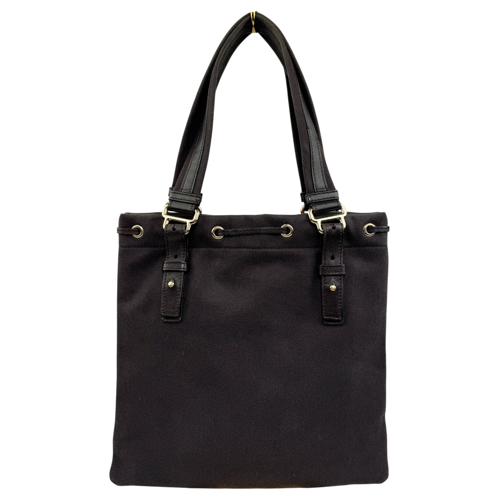 YVES SAINT LAURENT YSL Dark Brown Kahala Canvas Shoulder Bag LHQ1027