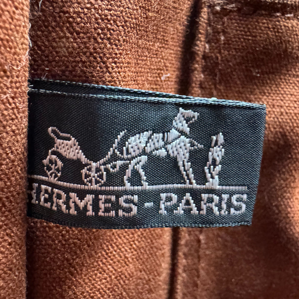 HERMES Fourre Tout Brown Canvas Tote Bag LHQ1029