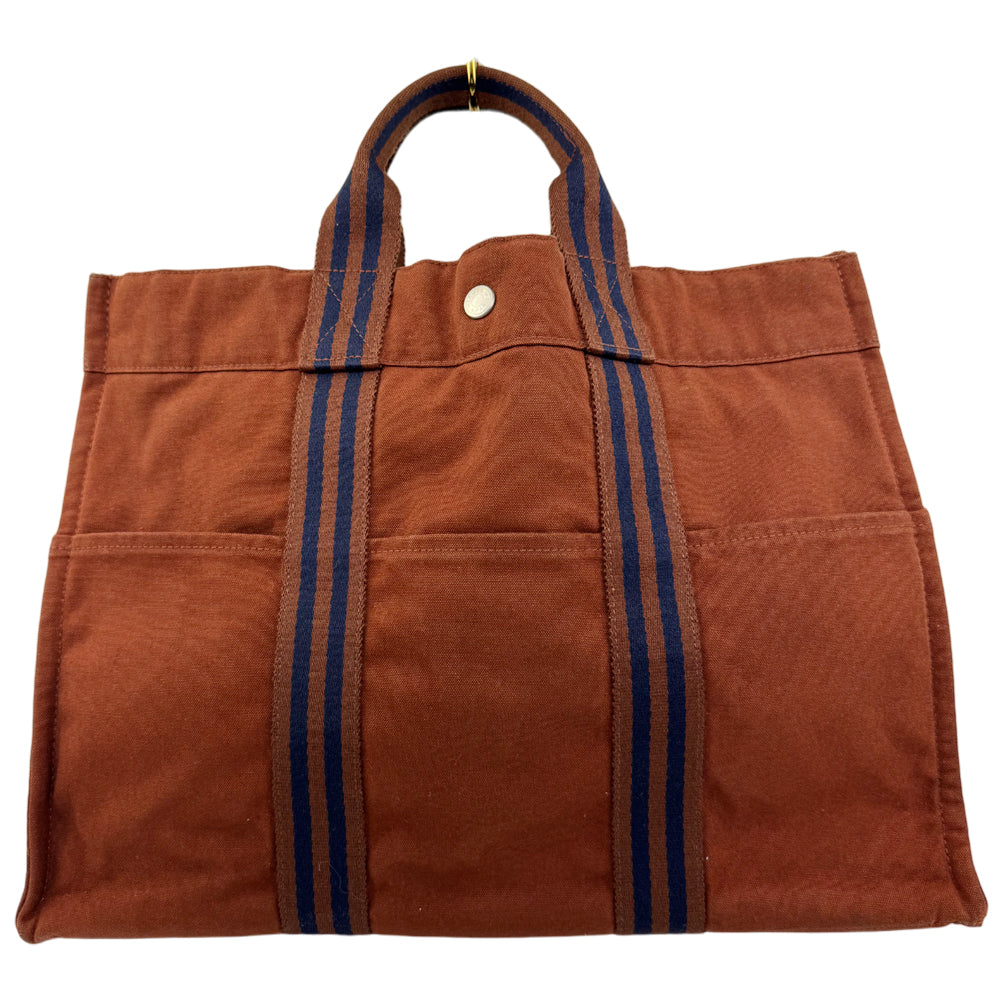 HERMES Fourre Tout Brown Canvas Tote Bag LHQ1029