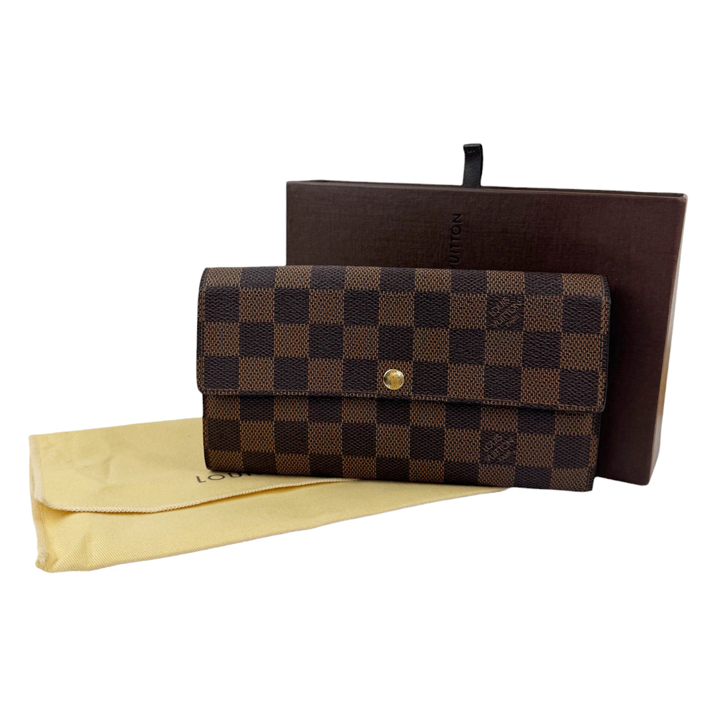 LOUIS VUITTON Damier Ebene Sarah Ebene Purse Wallet LHQ1033