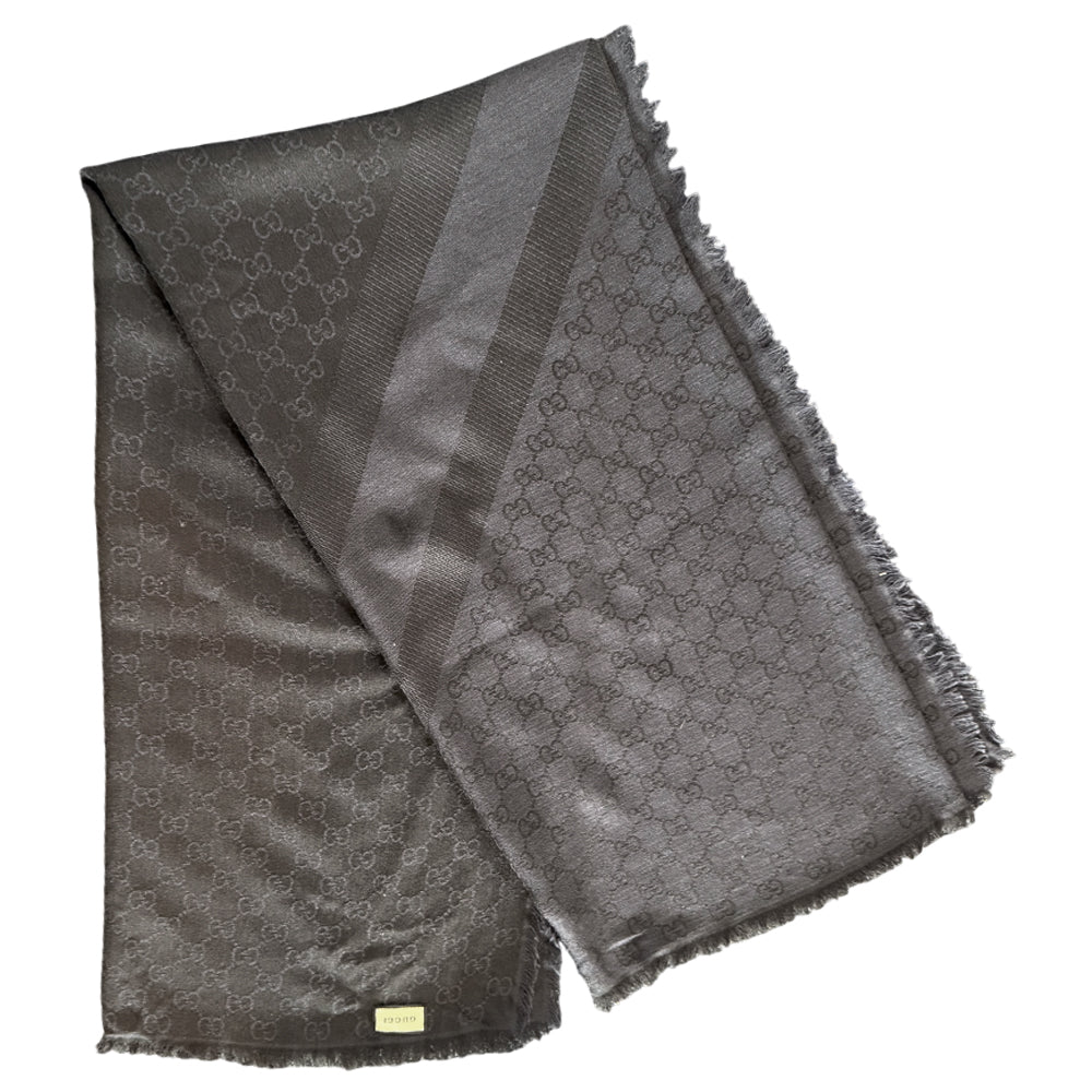 GUCCI Black & Navy Shawl Scarf LHQ1036