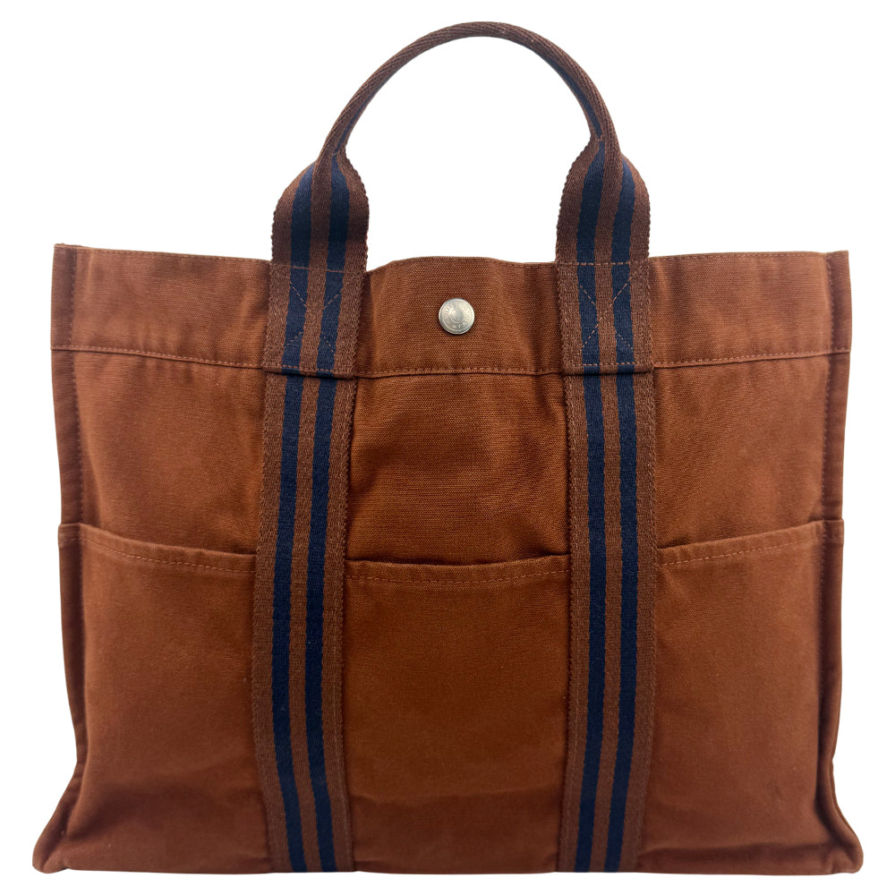 HERMES Fourre Tout Large Brown Canvas Tote Bag LHQ1037