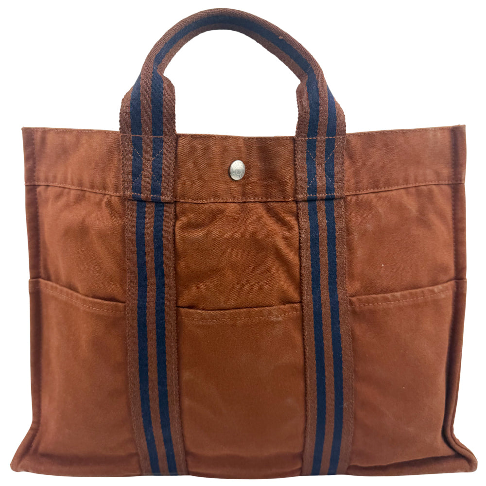 HERMES Fourre Tout Large Brown Canvas Tote Bag LHQ1037