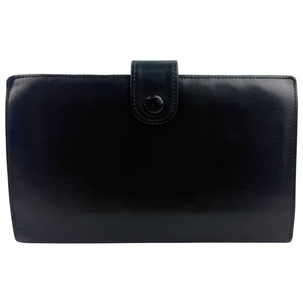 CHANEL Black Leather Wallet Purse LHQ1039