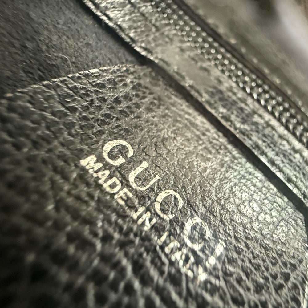 GUCCI Black Leather Wristlet Clutch Bag LHQ1049