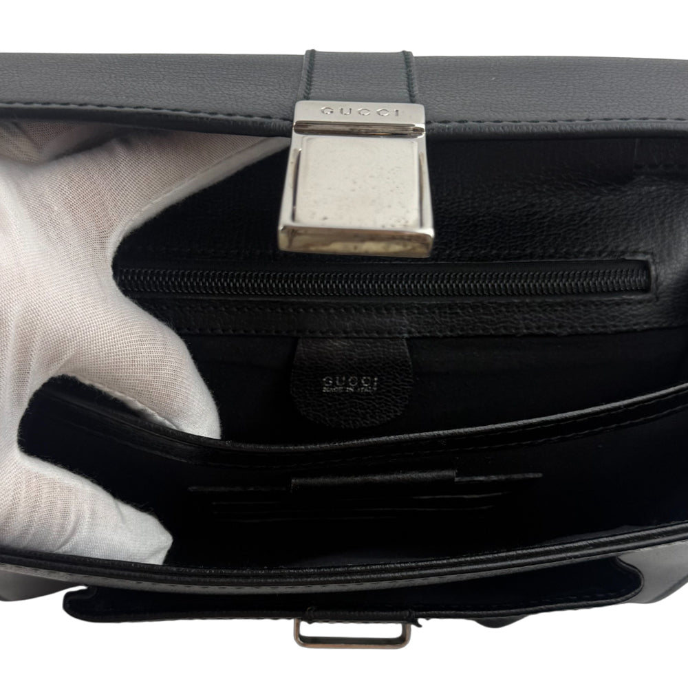 GUCCI Black Leather Wristlet Clutch Bag LHQ1049