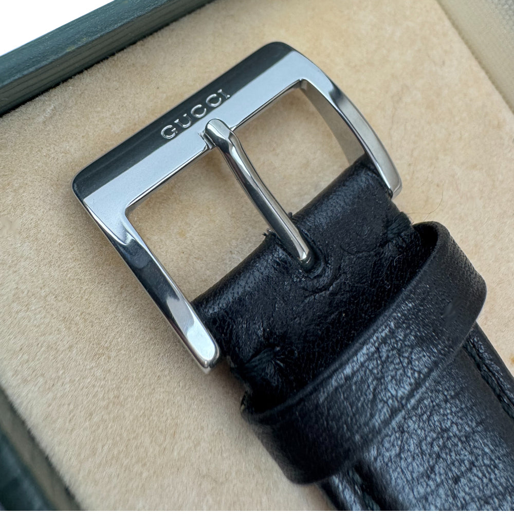 GUCCI Square Steel & Leather Men's Quartz Watch LHQ1065
