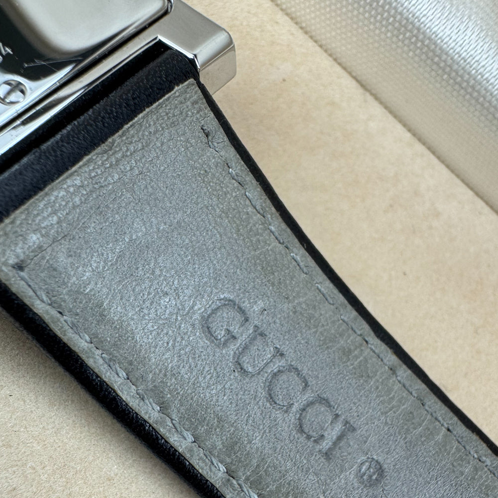 GUCCI Square Steel & Leather Men's Quartz Watch LHQ1065