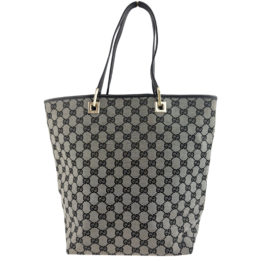 GUCCI GG Grey Canvas Tote Shoulder Bag LHQ1166