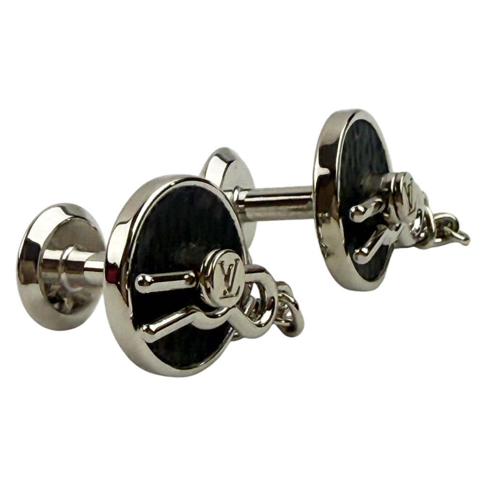 LOUIS VUITTON Rare LV Pin Lock Graphite Cufflinks LHQ1070