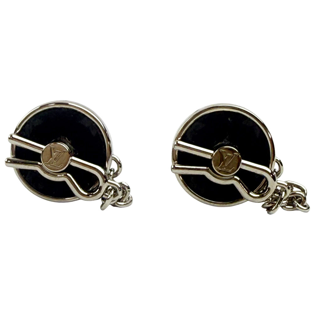LOUIS VUITTON Rare LV Pin Lock Graphite Cufflinks LHQ1070