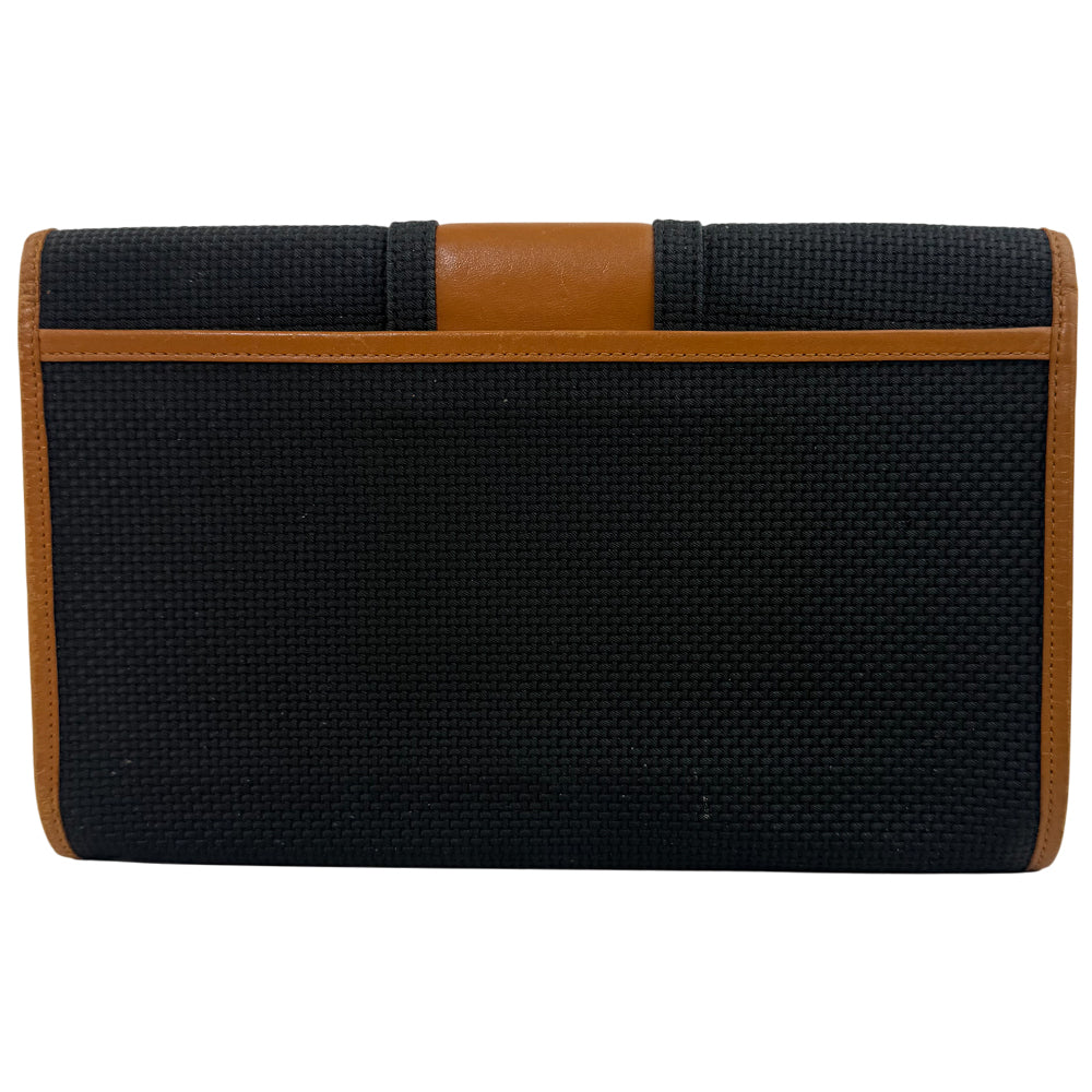 YSL Yves Saint Laurent Black & Tan Clutch Pochette Bag  LHQ1072