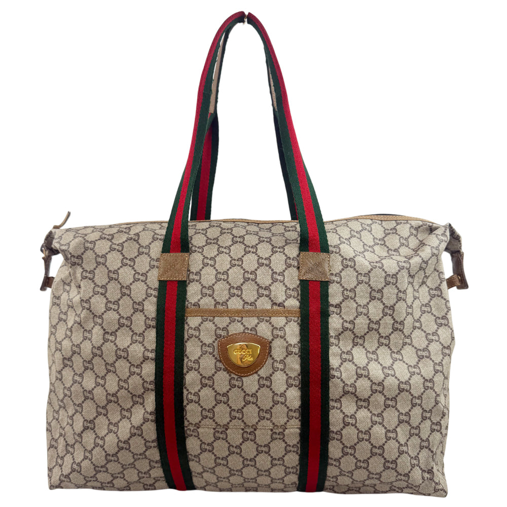 GUCCI Plus GG Supreme Canvas Sherry Line Tote Boston Shoulder Bag LHQ1078
